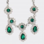 Glam Emerald Crystal Teardrop Statement Necklace